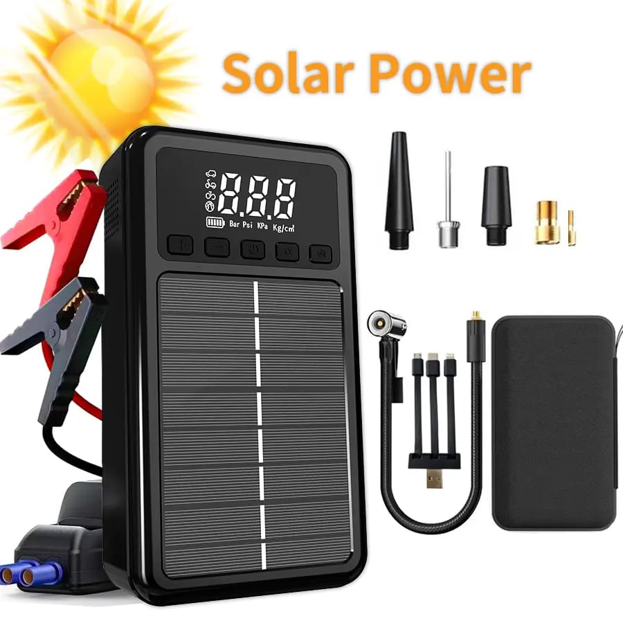 6-in-1 Multi-Function Solar Jump Starter & Air Compressor & Power bank