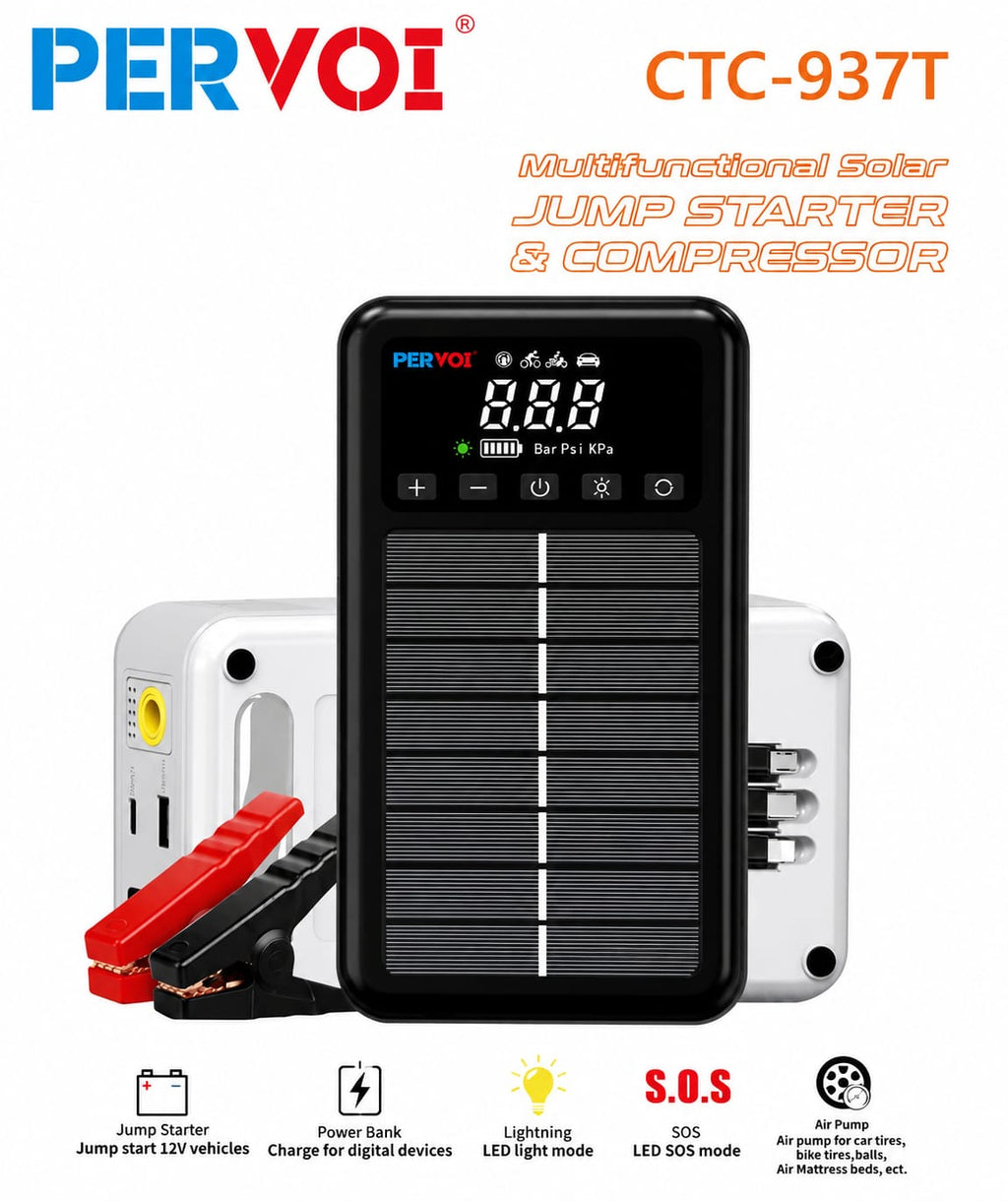 6-in-1 Multi-Function Solar Jump Starter & Air Compressor & Power bank