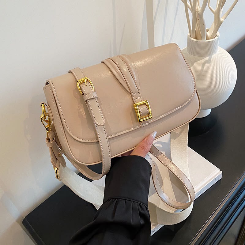Taupe faux-leather crossbody bag