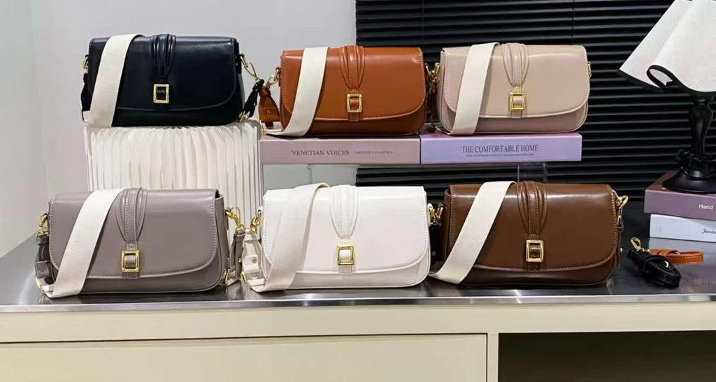 Taupe faux-leather crossbody bag