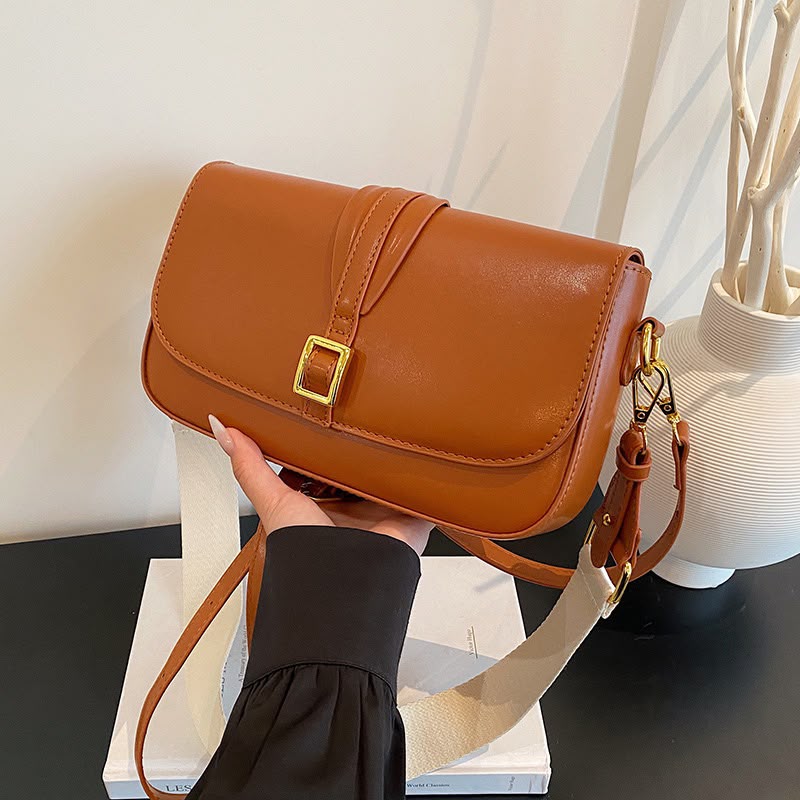 Taupe faux-leather crossbody bag