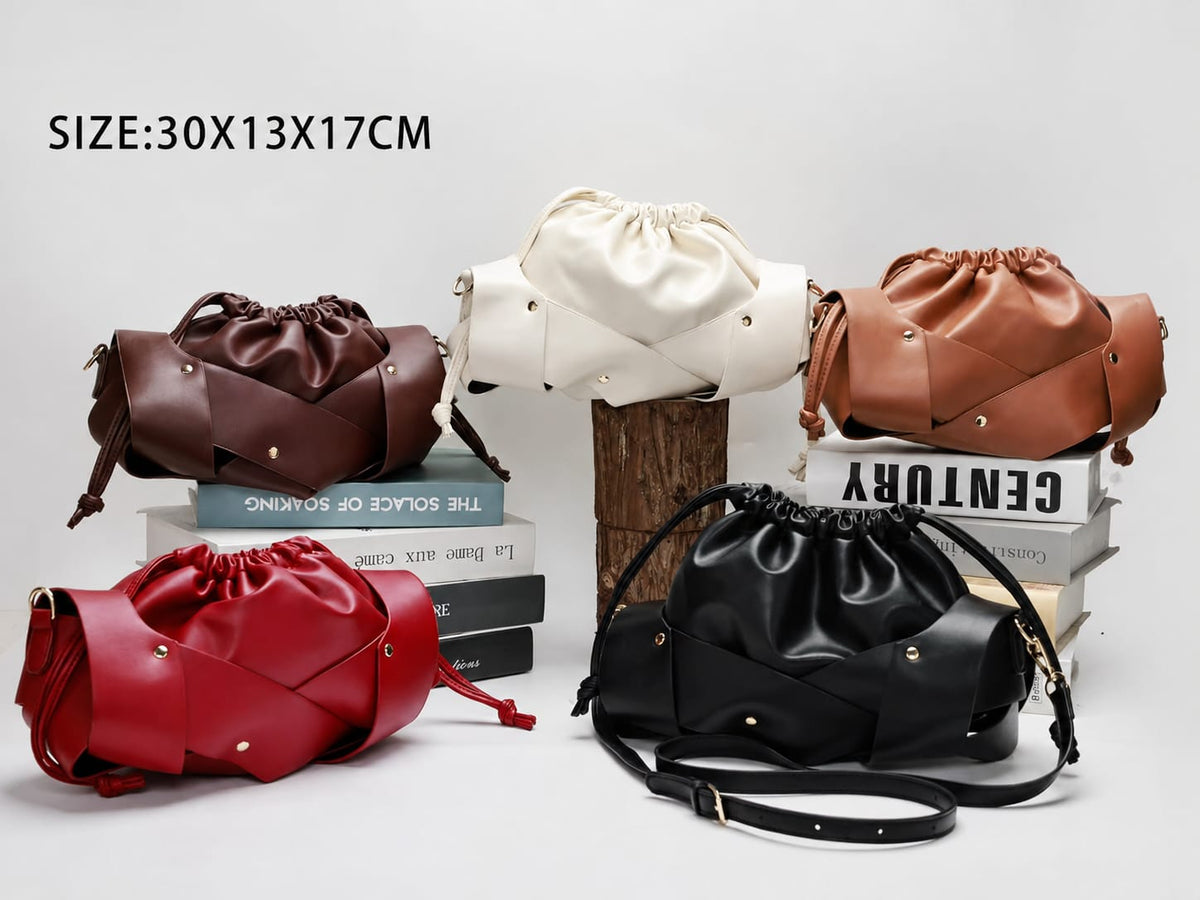 Mini Woven Drawstring Bucket Bag