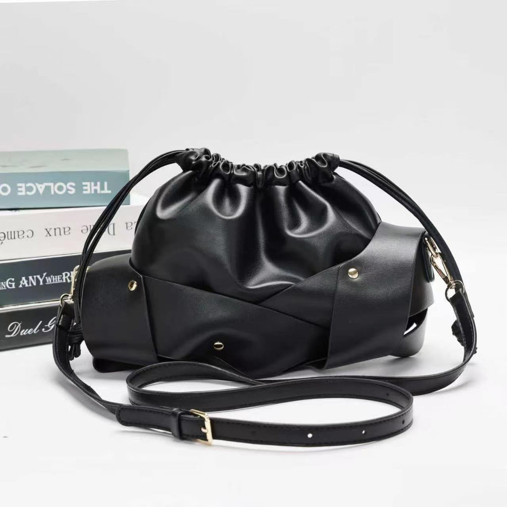 Mini Woven Drawstring Bucket Bag