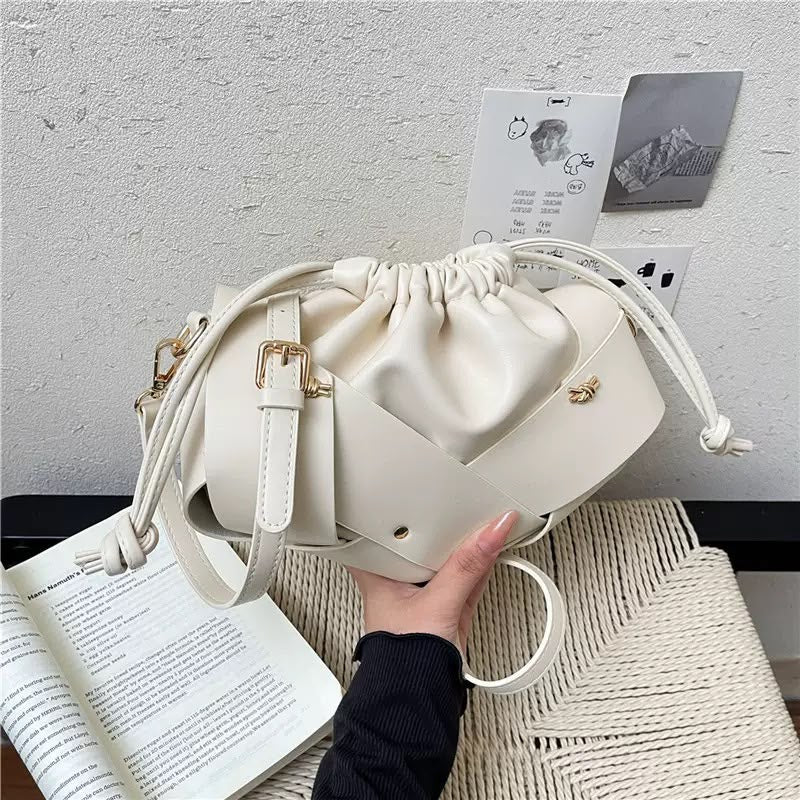 Mini Woven Drawstring Bucket Bag