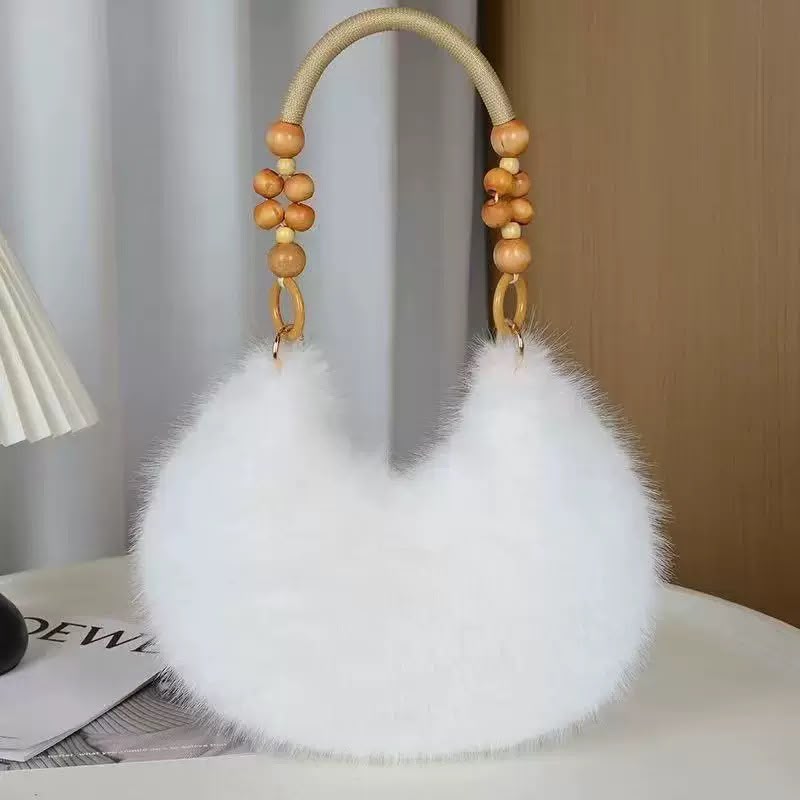 Trendy faux-fur plush handbag