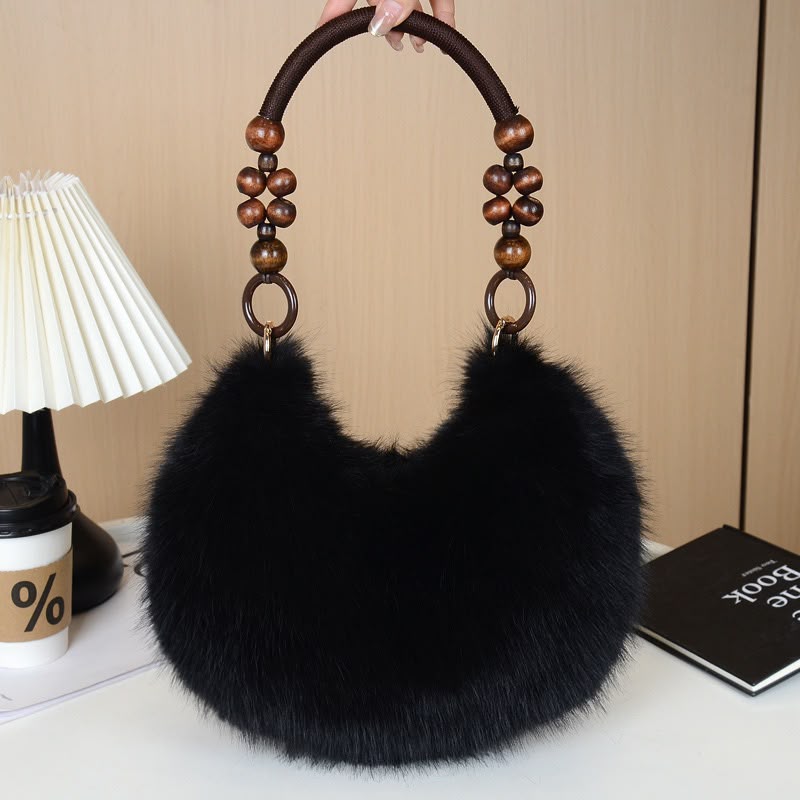 Trendy faux-fur plush handbag