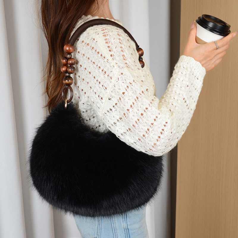 Trendy faux-fur plush handbag