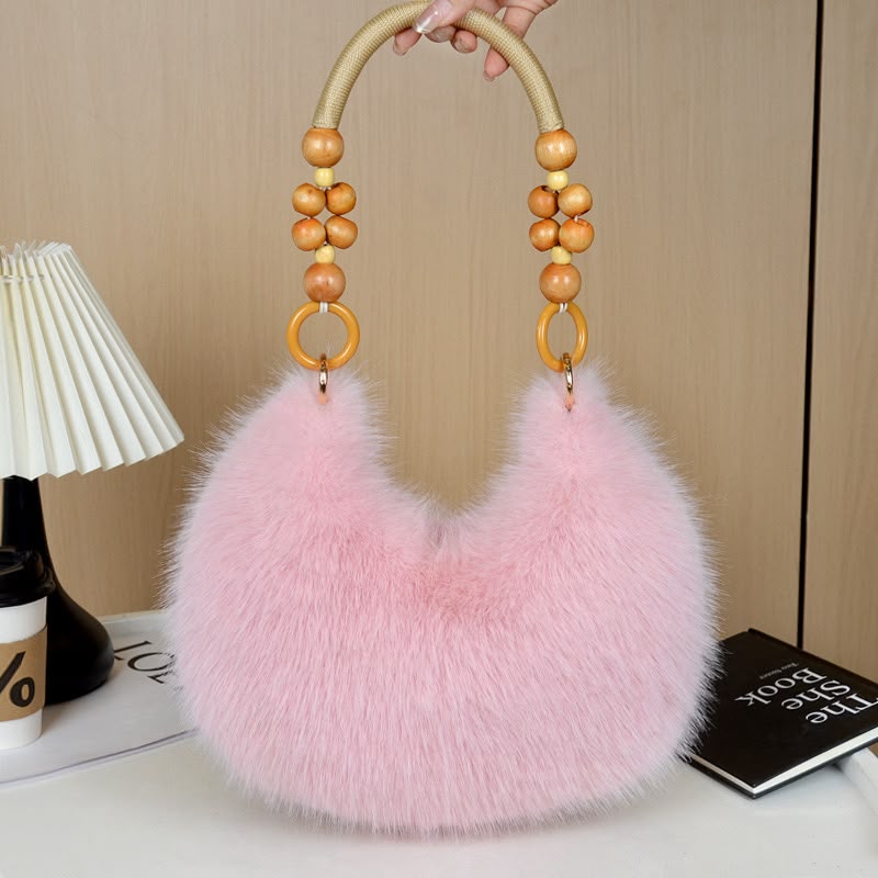 Trendy faux-fur plush handbag