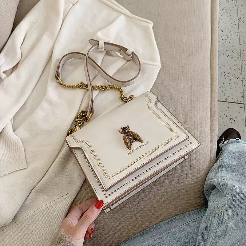 Faux-leather structured crossbody bag