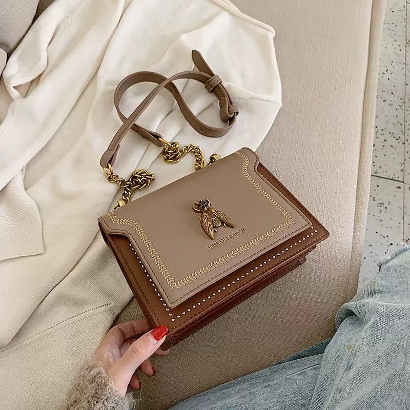 Faux-leather structured crossbody bag