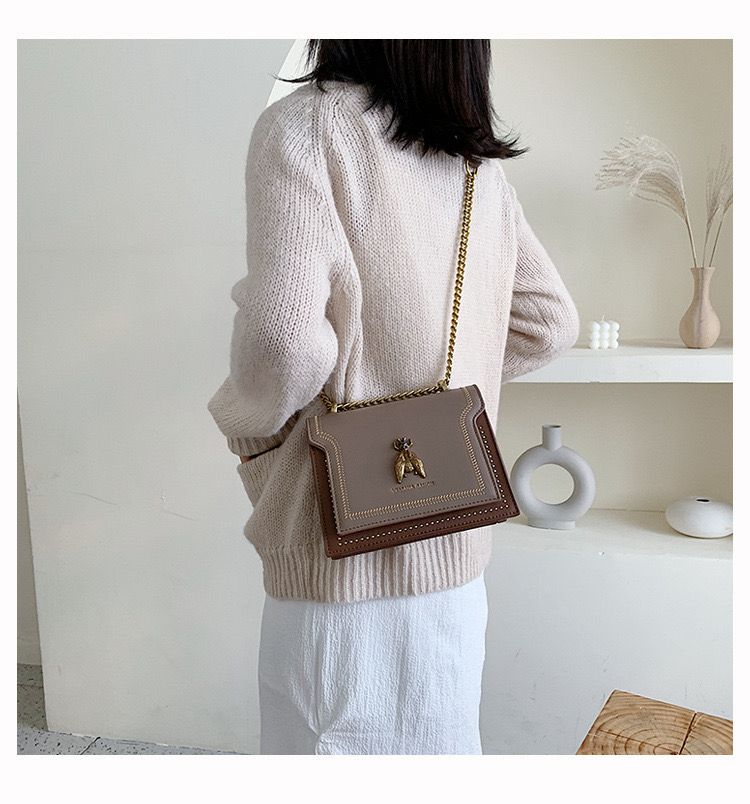 Faux-leather structured crossbody bag