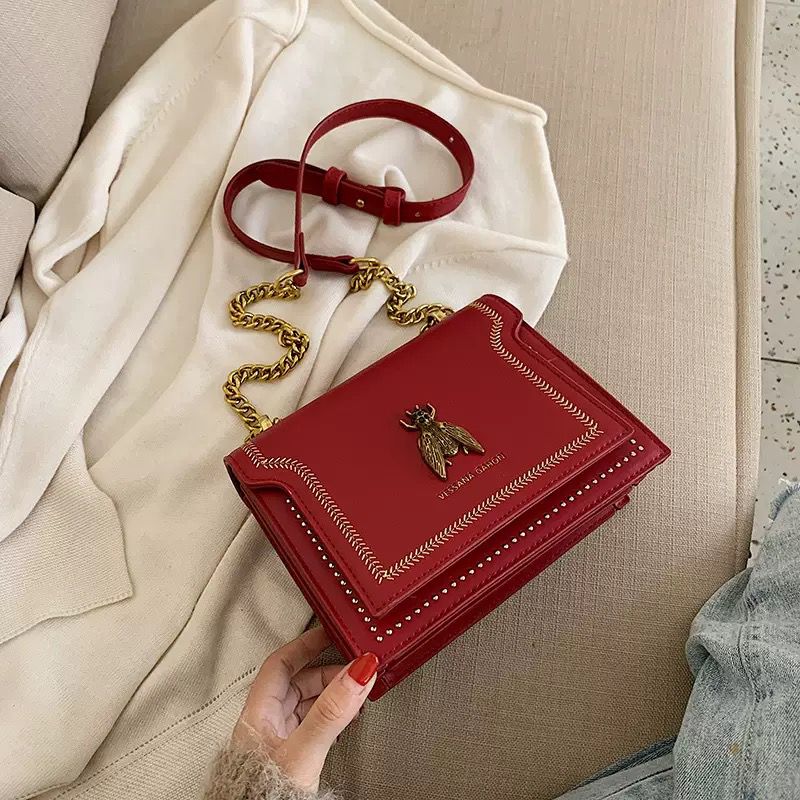 Faux-leather structured crossbody bag