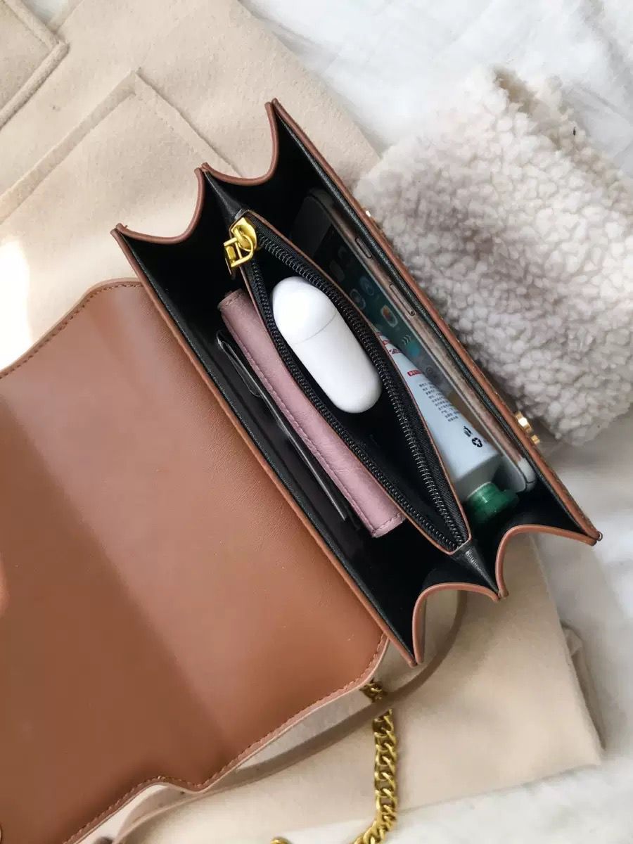 Faux-leather structured crossbody bag
