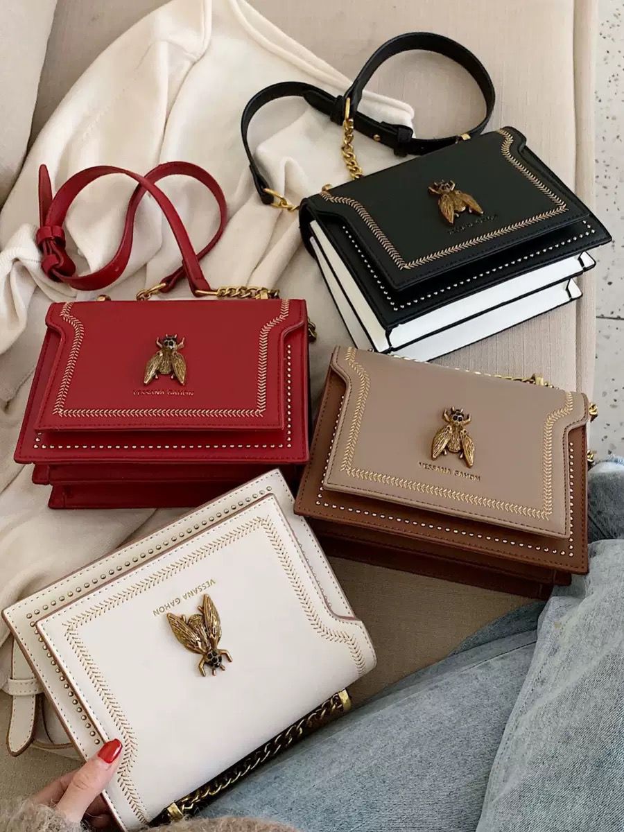 Faux-leather structured crossbody bag