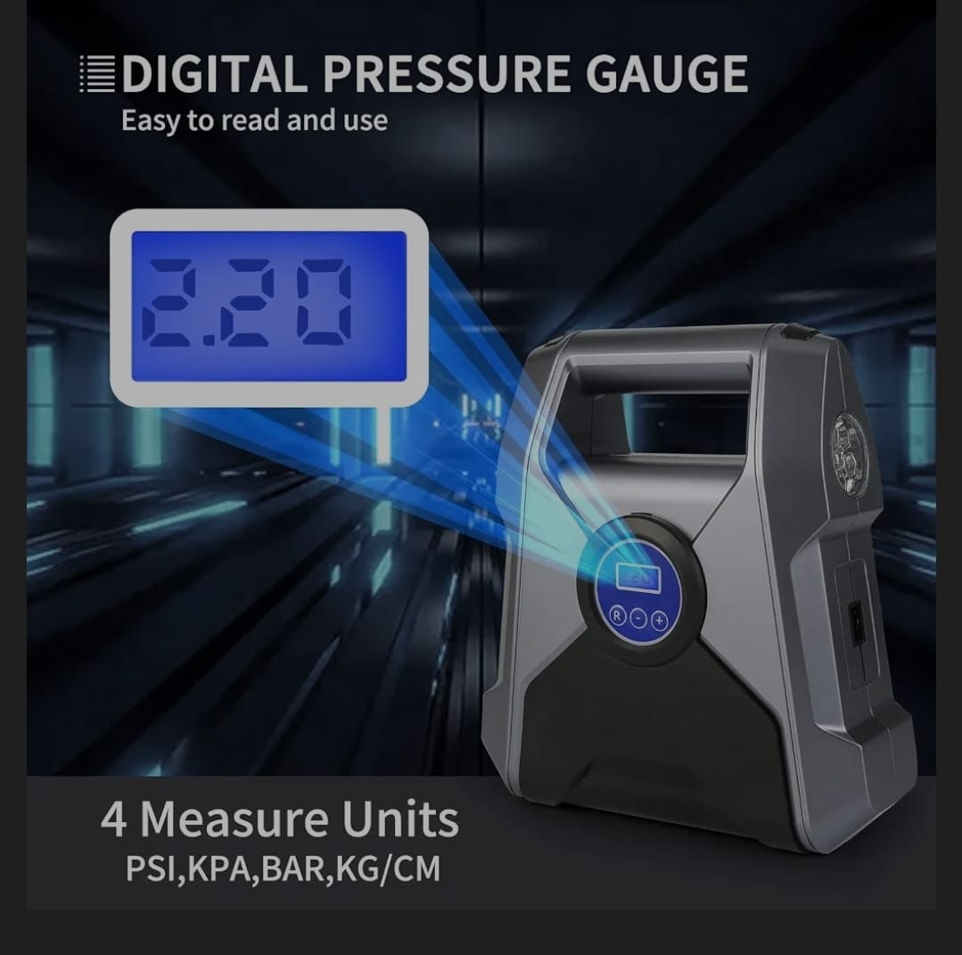 Tire Inflator Portable Air Compressor, DC 12V Digital Air Pump, 150PSI with LCD Display and Emergency LED Light, Auto Shut Off Electric Tire Pump for Car, Bicycle, Balloons and Other Inflatables