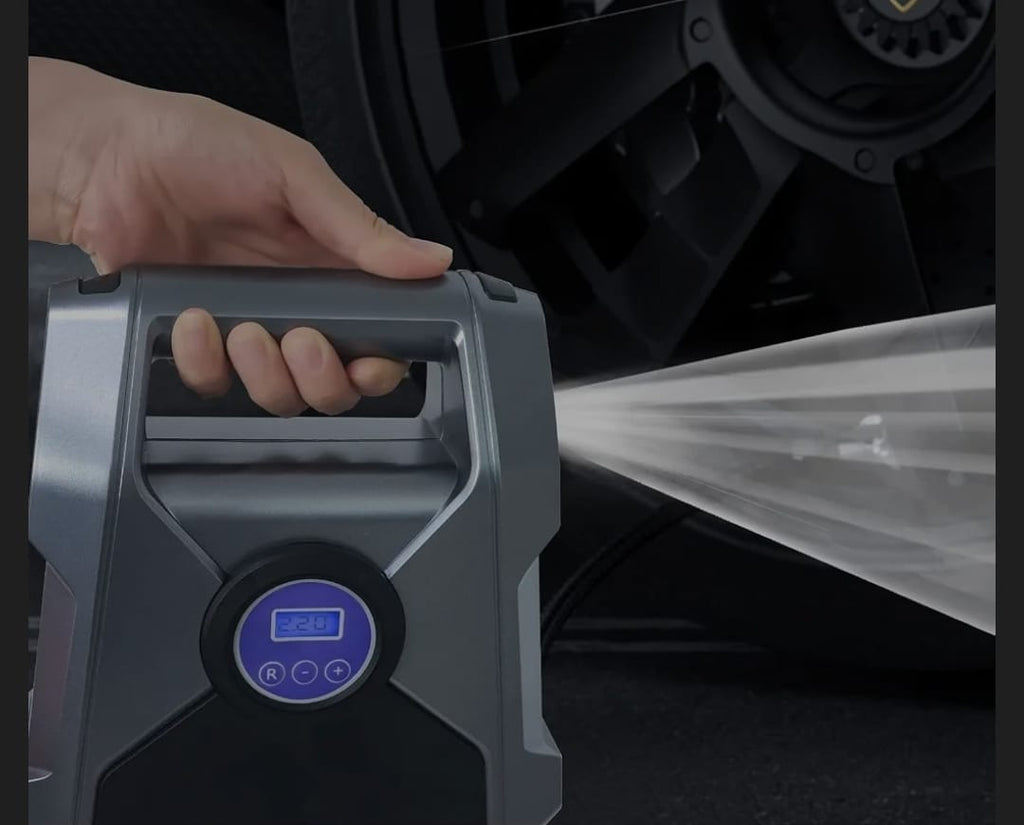 Tire Inflator Portable Air Compressor, DC 12V Digital Air Pump, 150PSI with LCD Display and Emergency LED Light, Auto Shut Off Electric Tire Pump for Car, Bicycle, Balloons and Other Inflatables